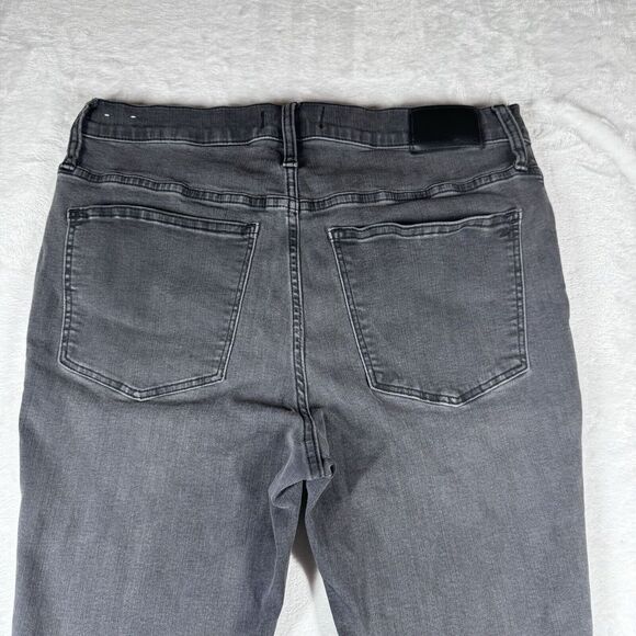 Madewell Womens 9" Mid Rise Skinny Jeans Size 31P Raw Hem Distressed Black Denim - Picture 10 of 14